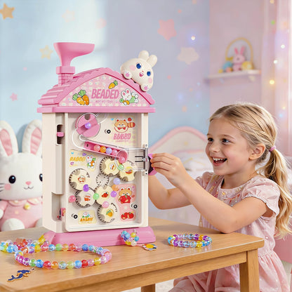 MAGTHIC 2-in-1 Beads Bracelet Maker Machine & Hand-Crank Bunny Toys, Charm Jewelry Bracelet Making Kit 430+ Quick Easy 5min with Organize, DIY Friendship Bracelets for Girls 6-12 Birthday Xmas Gift