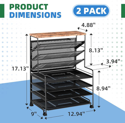 Simple Trending 8-Tier Desk File Organizer for Office, Home or School, Black
