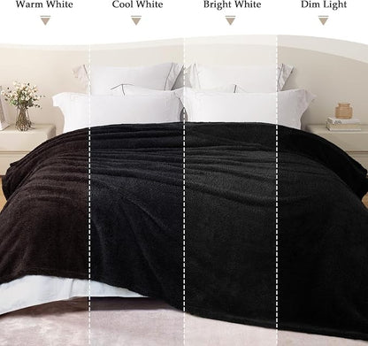 Exclusivo Mezcla Fleece Black Throw Blanket for Couch Sofa, Ultra Soft, Lightweight and Fluffy Blankets for Women, All Season, 50x60 Inches