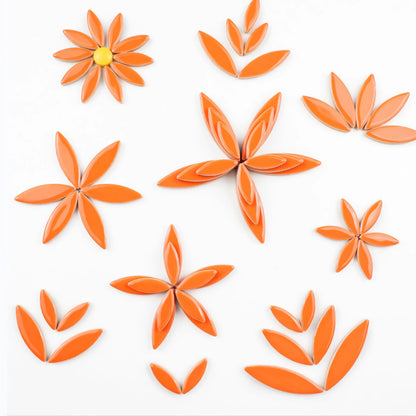 ZWCT 200g Ceramic Mosaic DIY Set Colorful Petal Ceramics Leafy Vein Mosaic Tiles Craft Materials Mosaic Art Materials - Light Green