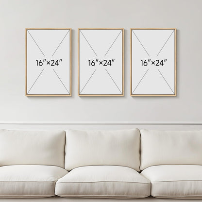 Framed Botanical Neutral 3 Piece Wall Art for Living Room, Minimalist Butterfly Sunshine Canvas Artwork for Walls, Peaceful Sill Life Illustration Print Bedroom Dining Room Office Wall Decor, 16x24 In