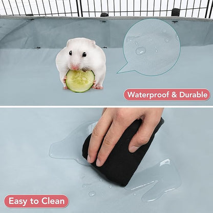 VISCOO 24 Panels Small Animal Playpen,Pet Playpen,C&C Cage for Guinea Pigs,Puppy Play Pen,Baby Chicken Cage,Indoor Outdoor Portable Metal Wire Yard Fence with Waterproof Mat