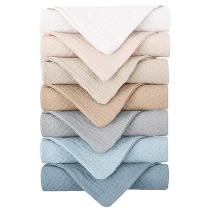 Konssy 7-Pack Ultra Soft Muslin Cotton Face Wash Cloths, Reusable Absorbent