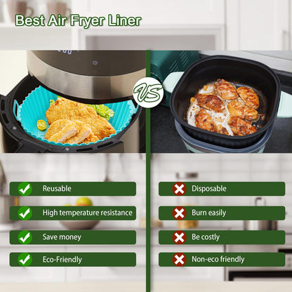3 Pack Air Fryer Silicone Liners, 8Inch Airfryer Liners, AirFryer Basket Liner, Reusable Food Grade Air Fryers Basket Pots Oven Liner Baking Tray, Air Fryer Silicone Mat Accessories Kitchen