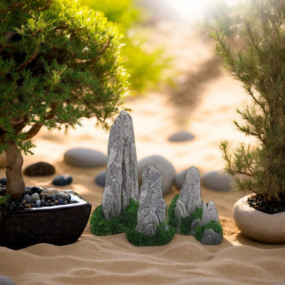 Wionin 8 Pieces Rockery Decor Zen Garden Accessories Micro Landscape Garden Decoration Mountain Landscape Figurines Mini Statues for Bonsai for Home Office Displays