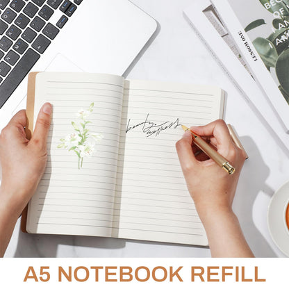 Zhanmai 10 Pack A5 Journal Refill 5.5 x 8.2'' Refillable Notebook Inserts A5 Paper Refill Kraft Travelers Journal Notebooks for Office School Writing Supplies, 100 Sheets/200 Pages(Ruled Lined)