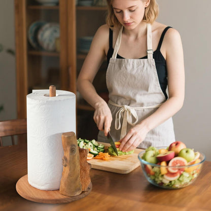 Bear Wooden Paper Towel Holder,9.5" Large Thicken Base Wood Kitchen Tissue Holder, Freestanding Paper Towel Holders, Suitable for Farmhouse, Kitchen Countertop Decorative Paper Towel Holder (Bear)