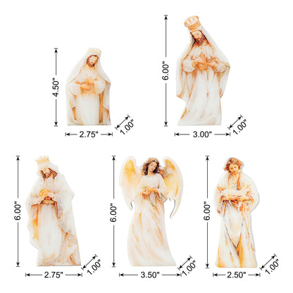 Glitzhome Nativity Scene Set Indoor 8.5",13 Pieces Wooden & Epoxy Resin Nativity Sets & Figures Tabletop Scenes, Nativity Figurines Set for Christmas Indoor Decor with Arch Christian Holy Family