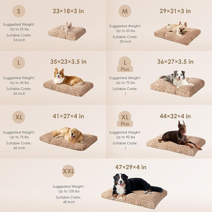 EHEYCIGA Washable Medium Dog Bed for Crate 29x21 Inch, Kennel Pad for Dogs Up to 35 lbs, Plush and Comfy Pet Sleeping Mat, Camel