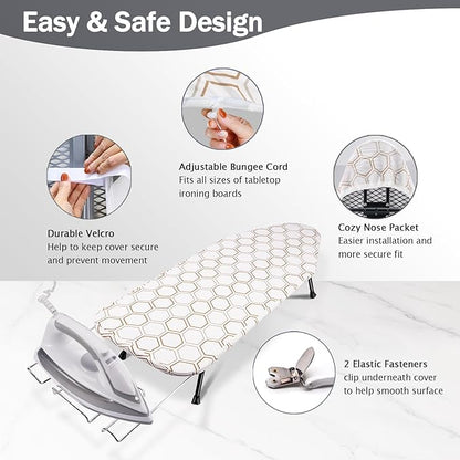 SheeChung Small Ironing Board Cover and Pad 12"x32", Tabletop Ironing Board