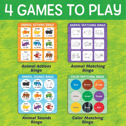 World of Eric Carle: Animal Bingo Game – Wooden Toddler Bingo Set Featuring Brown Bear – Learn Animal Sounds, Movements, Colors & Matching – Preschool Game for Ages 2+
