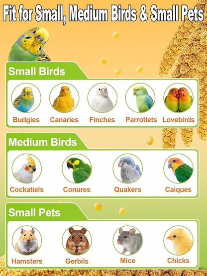 MEWTOGO Spray Millet & Cuttlebone Bird Treats Set - 2lb Hand Selected Golden Millet Treats for Parakeets Cockatiel Lovebirds Canaries Finches, Energy & Calcium Boost