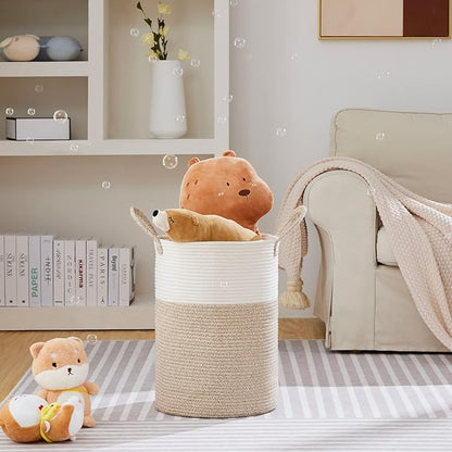 VIPOSCO Large Laundry Hamper, Tall Woven Rope Storage Basket