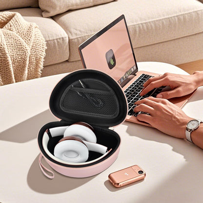 COMECASE Hard Headphone Case for Beats Solo 4, Studio Pro, Solo 3, Solo 2 (CASE ONLY) - Upgraded Crush-Proof EVA Protection for Travel, Fits Foldable Headphones with Mesh Pocket, Rose Gold