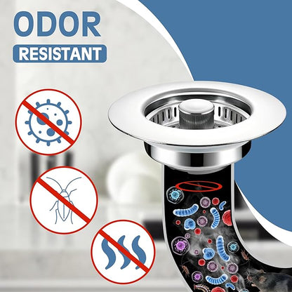 Kitchen Sink Drain Strainer 2 Pack, 304 Stainless Steel Pop Up Sink Stopper