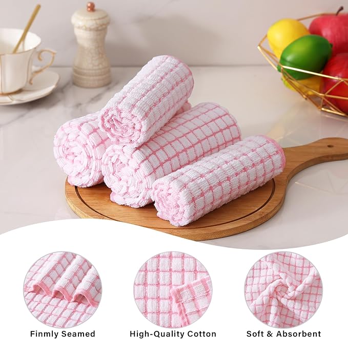 Homaxy Kitchen Towels and Dishcloths Set, 16 x 25 and 12 x 12 Inches, Super