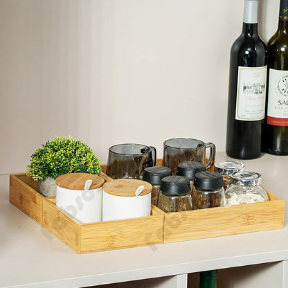 Fabsome Drawer Organizer, Set of 9 Bamboo Wood Kitchen Makeup Desk Junk Tea Drawer Storage Boxes Bins for Cutlery Silverware Utensils Flatware, Small Wooden Container Tray for Bathroom, Office