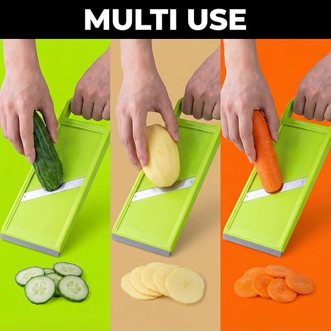 Handheld vegetable Slicer Potato Slicer: Suitable for Potatoes, Carrots, Zucchini, Cucumbers, Onions, Eggplants, Suitable for Making Potato Chips and Using Vegetable French (Green)