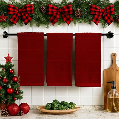 Maroon Dark Red Brick Red Kitchen Hand Dish Towels: Oversized 28" x 18"