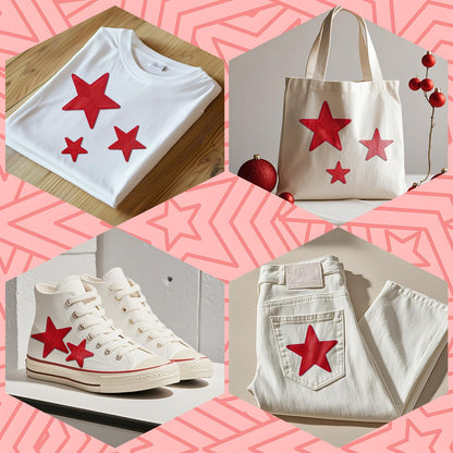 RF-patch 24PCS Star Patches Iron on, Red Star Iron on Patches for Clothes, Dress, Hat, Socks, Jeans, Machine Washable