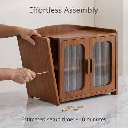 Florwish Premium Solid Wood Bread Box for Kitchen Countertop, Large Capacity 2 Tier Wooden Bread Box for Homemade Bread, Sourdough Bread and Bagels, Modern Chestnut Brown