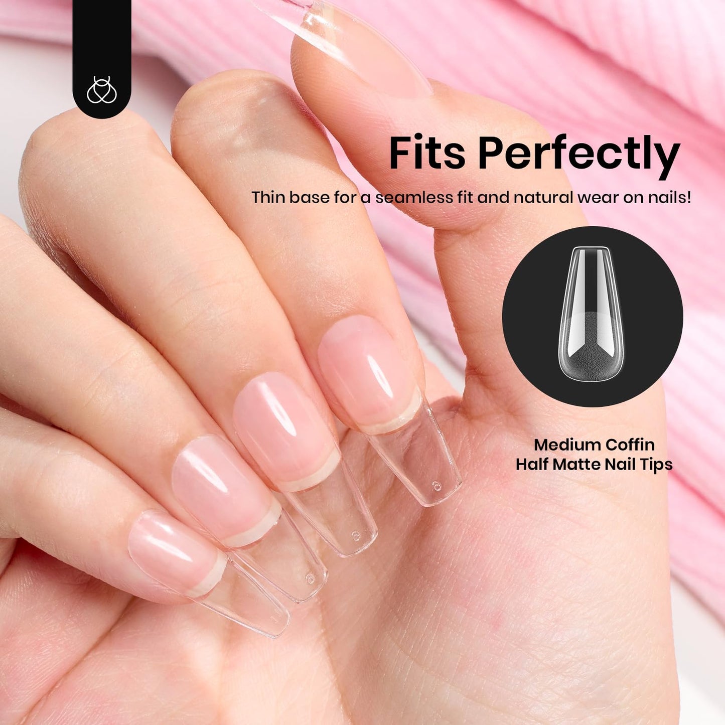 Beetles Gel Nail Kit Short Almond with Nail Dehydrator and Primer, 576Pcs Half Matte Etch-X Gel Nail Tips Solid Nail Glue Mini Nail Lamp Acrylic Nail Tips Easy DIY Nail Extension Set Gift for Women