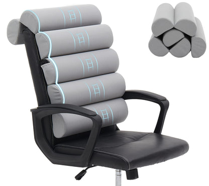 Ergonomic Lumbar Support Pillow for High Back Office Chair - Adjustable 6 Semicircular Back Cushion with Breathable Mesh Cover,Spine Support for Desk/Gaming Chairs, Neck/Upper/Lower Back Pain Relief