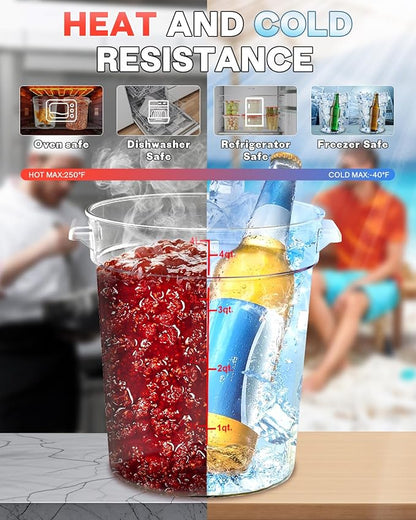 2QT NSF Food Storage Containers: 8 PCS Commercial Clear Round Food Storage