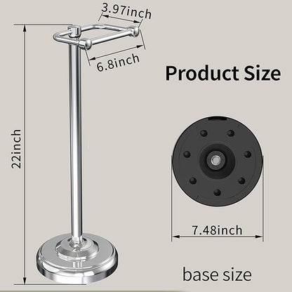 Toilet Paper Holder Stand, Toilet Paper Holder Free Standing,Post Pivoting Design & Stable Weighted Base SUS304 Stainless Steel for Bathroom (Chrome)