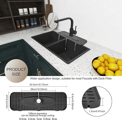 Upgraded Version Silicone Faucet Mat, Kingmall Kitchen Faucet Mat Silicone