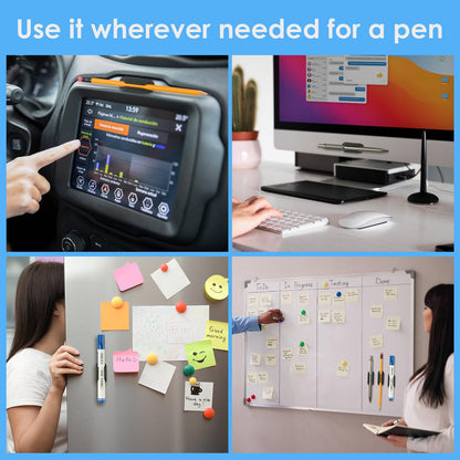 VZZNN 20 PCS Adhesive Pencil Holders, Silicone Marker Organizer for Desk, Notebook, Wall or Clipboard, Reusable Teacher Supplies for Classroom, Office, School Accessories (Black)