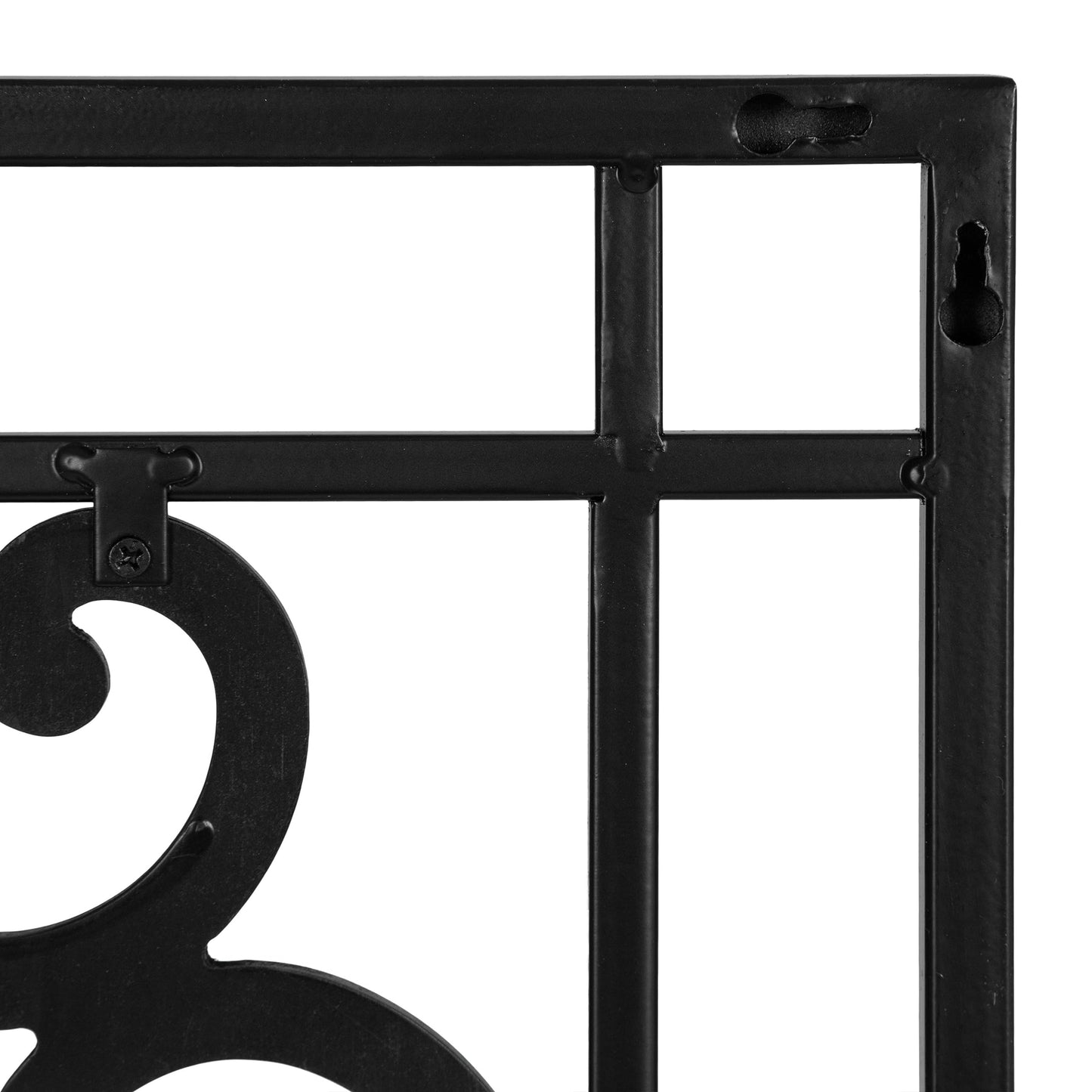 Kate and Laurel Ellard Farmhouse Rectangle Wall Art Plaque, 20 x 44, Black, Traditional Panel Decorative Wall Plaque with Ornate Painted Wooden Scrollwork and Sturdy Metal Frame