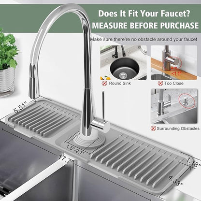 17.7-Inch Kitchen Sink Splash Guard Mat | 7° Slope