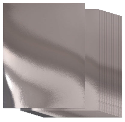 Gift Boutique 60 Pcs Metallic Silver Cardstock Paper, Foil Board Sheets, Mirror Finish Surface for Crafting Invitations & Decor, 8.5" x 11", 250gsm