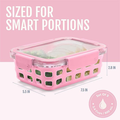 Ello Duraglass 3.4 Cup Meal Prep Sets 10Pc, 5 Pack Set- Glass Food Storage