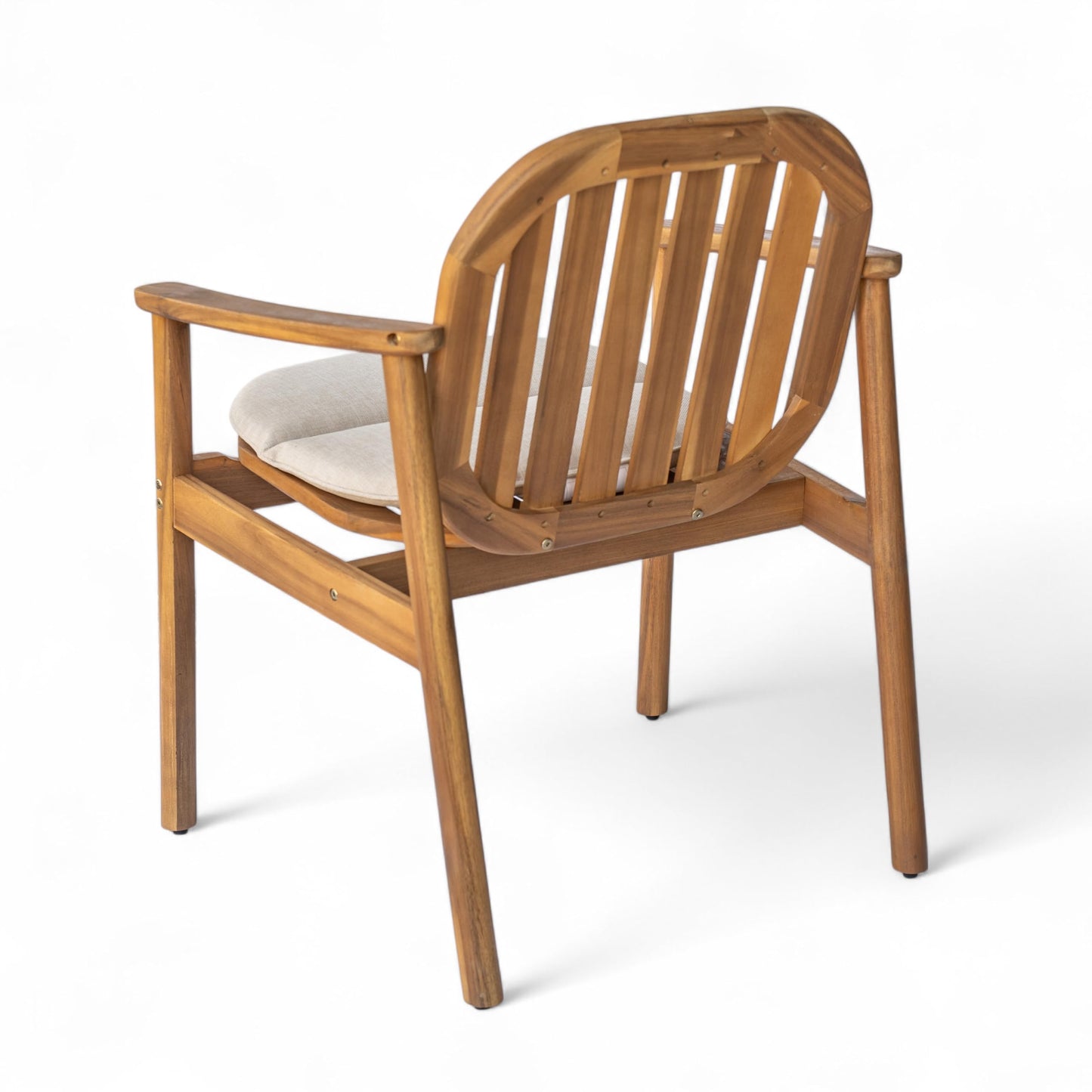 Christopher Knight Home Meja Acacia Wood Outdoor Dining Chair Set of 2 with Cushion, Wooden Patio Dining Armchair Set, Outdoor Kitchen Side Chair, Patio Furniture Set, Teak+Beige