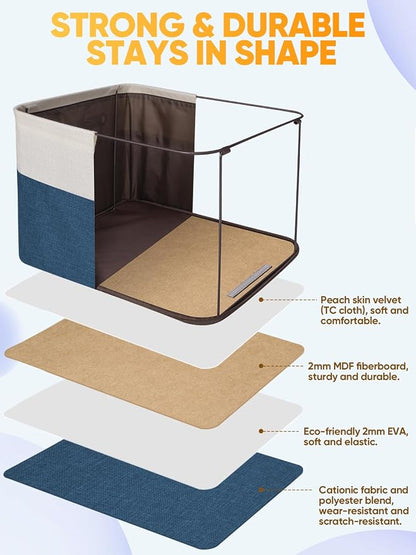 BALEINE 1 Pack Fabric Closet Storage Bins for Shelves, Linen Closet Organizers and Storage, Decorative Baskets for Organizing, Shelf, Clothes, Home, Office (Navy Blue, 17''x13''x10.5'')