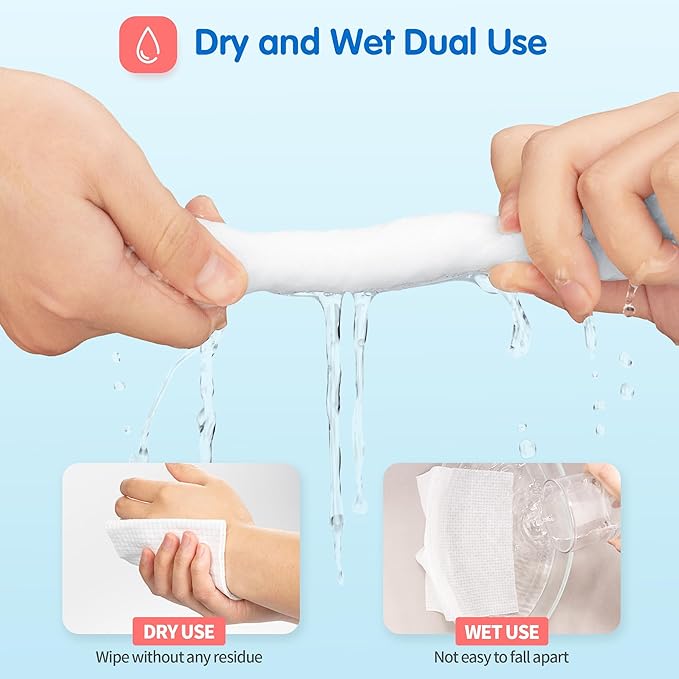 HOMERHYME Facial Towel, Bulk Disposable Biodegradable Ultra-Soft & Lint-Free