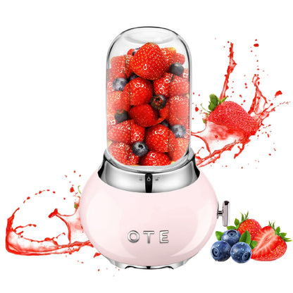 OTE Retro Blender for Shakes and Smoothies with 14 Oz Glass Jar, 4 Stainless Steel Blades, BPA Free, 20000r/m, Personal Glass Blender Best Choice for Kitchen Fruit Juicer Machines -Green
