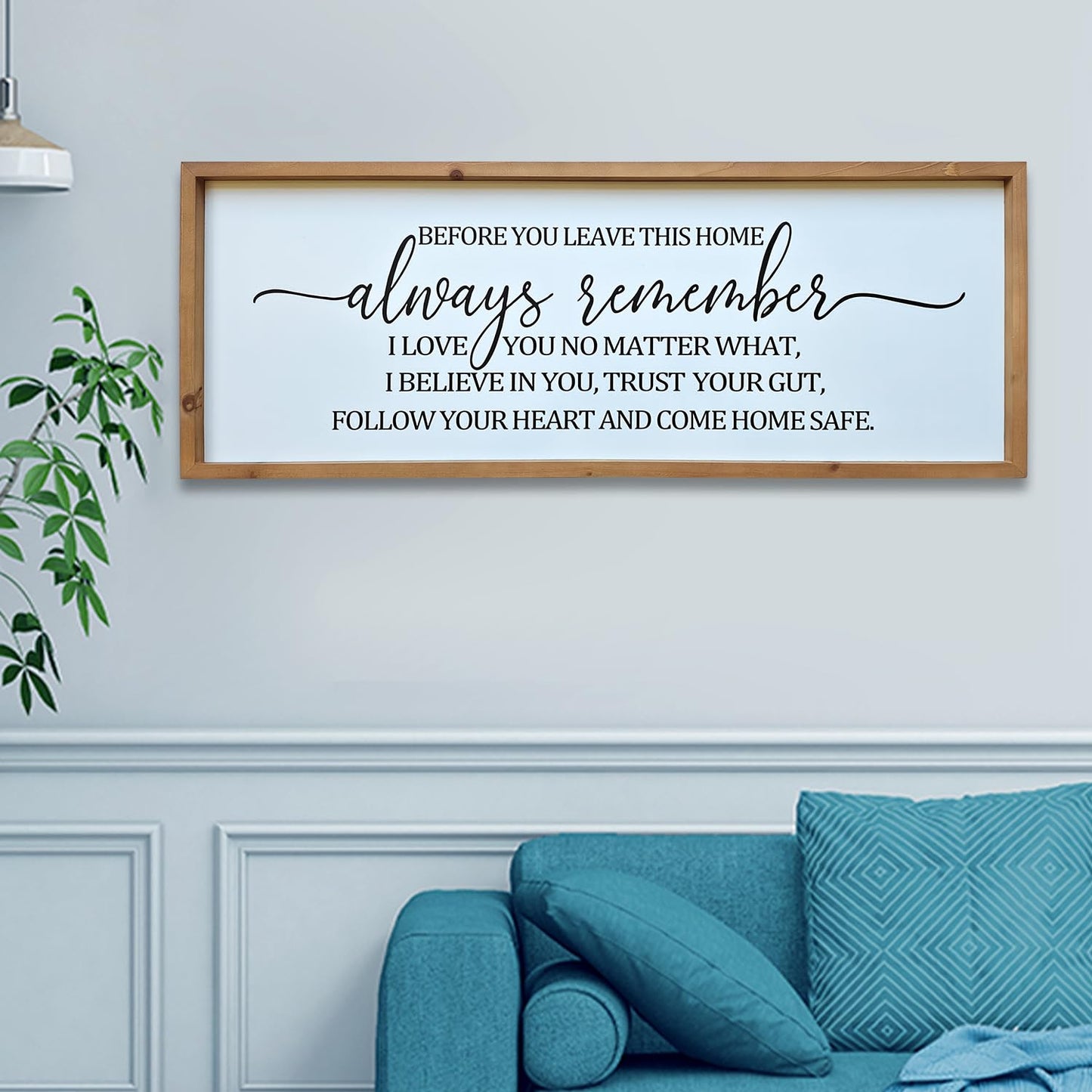 Before You Leave This Home Sign, Wall Art for Love Decor Wooden Wall Decor Above Front Door Entryway, Family Love Quotes Art Decorations Framed Wood- 32'X12'