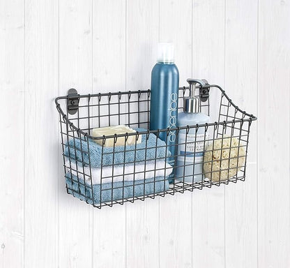 Spectrum Extra Large Wire Wall Mount Storage Basket Industrial Gray, Vintage
