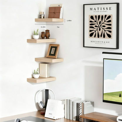 Mifurn Floating Shelves for Wall, Bathroom Shelves Over Toilet, Wall Shelves & Book Shelf for Room, Hanging Shelf, Modern Wooden Wall-Mounted Small Floating Shelves, 12x7x1.5 in (Oak, Set of 2)