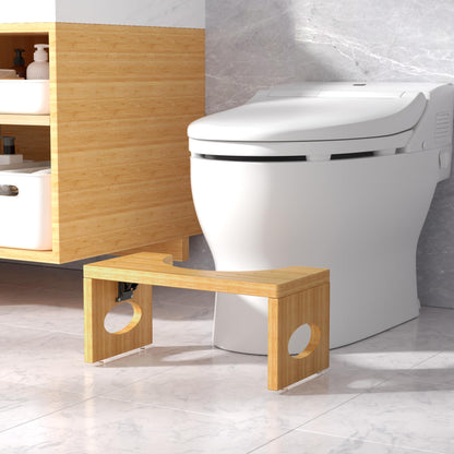 ROMGUAR CRAFT 7 Inch Bamboo Toilet Stool, Foldable Poop Stool, Bathroom Step Stool Squat (Natural)