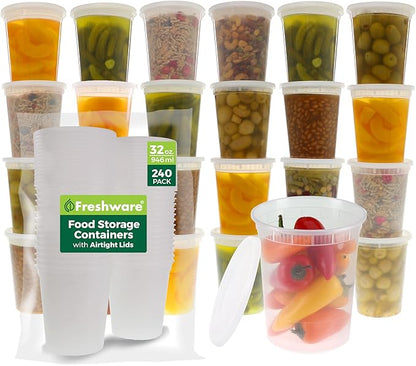 Freshware Food Storage Containers 32 oz Plastic Deli Containers