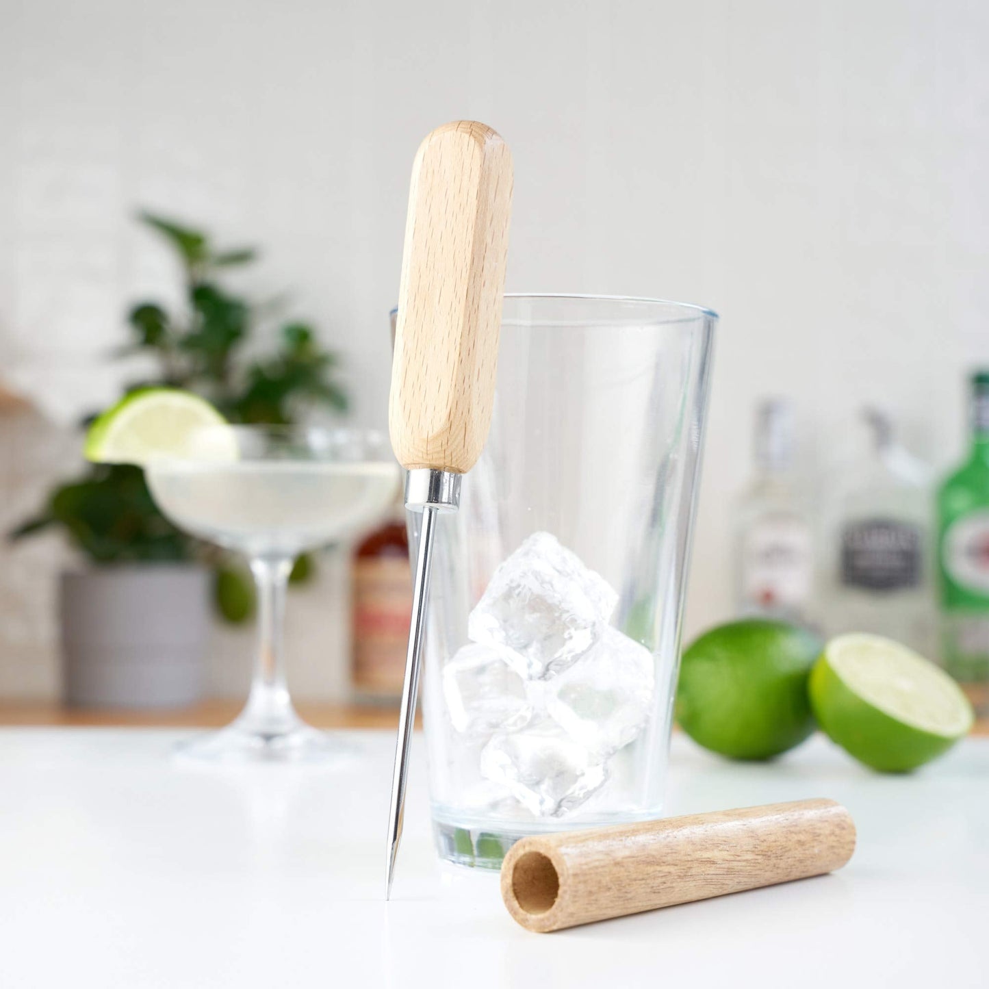True Spike Stainless Steel Ice Pick Tool with Cover and Wood Handle for Cocktails, Restaurant, Bars, Camping, Bartender Home Bar Accessories, 8.5"