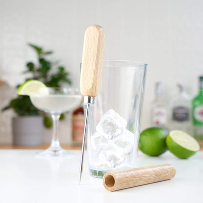 True Spike Stainless Steel Ice Pick Tool with Cover and Wood Handle for Cocktails, Restaurant, Bars, Camping, Bartender Home Bar Accessories, 8.5"