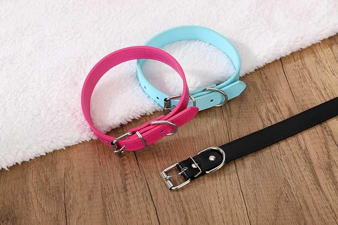 Black Soft Leather Dog Collar for Small,Medium, Large Dog, Comfortable and Adjustable (Wide: 0.55'' for Dog's Neck: 9''~12'', Black, S)