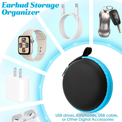 Abbylike 30 Pack Headphone Case Earphone Earbud Headset Carrying Case Holder Hard EVA Headset Travel Pouch Square Storage Bag Cell Phone Accessories Organizer with Hook for Memory Card Chip