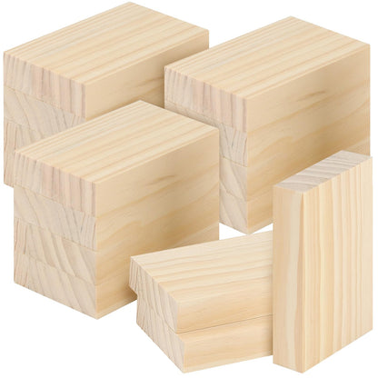 LEXININ 15PCS 3 x 5 x 1 Inches Craft Wood Blocks, Rectangle Whittling Blocks, Unfinished Wooden Block for DIY, Art Carving