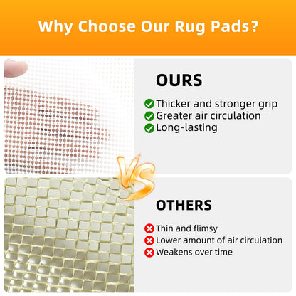 Hagzojler Non Slip Rug Pads Premium PVC Prevents Carpet Slippage Large Size Rug pad Easy Cut-to-Size Perfectly Fits Wood Floors Ceramic Tiles and Smooth Surfaces (4'×6')